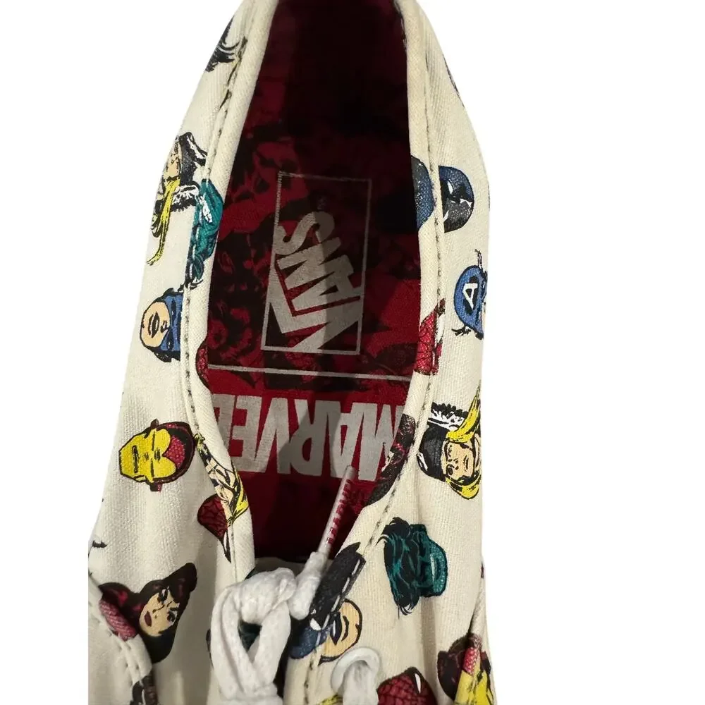 Vans x Marvel Authentic Canvas Sneakers White Comic Print Women’s